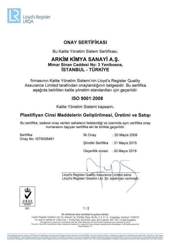 ISO 9001 Sertifikası